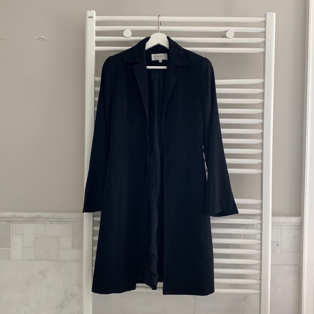 Black semi satin blazer / formal jacket .